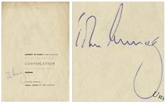 John F. Kennedy Signed Program for the Graduation Ceremonies at University of Illinois in 1957, Where He Gave the Commencement Address -- With University Archives COA